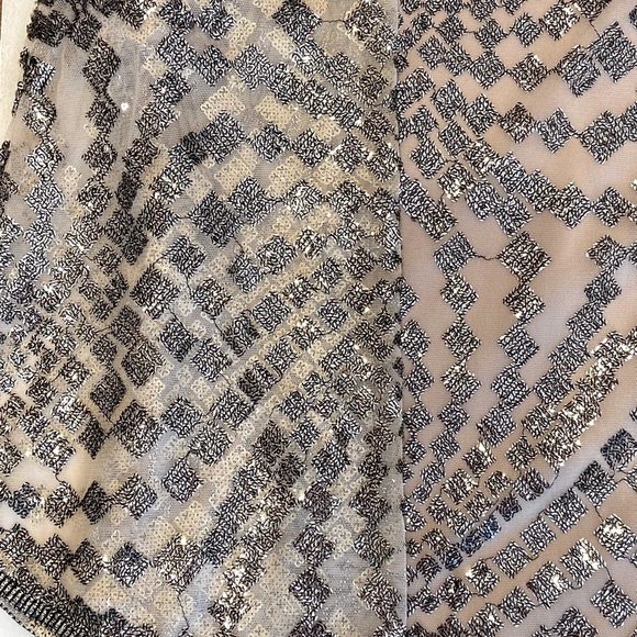 2x🎉HP Anna Sui Anthropologie Metallic Silver Sequin Mini Dress Retrofete Style - Picture 15 of 15